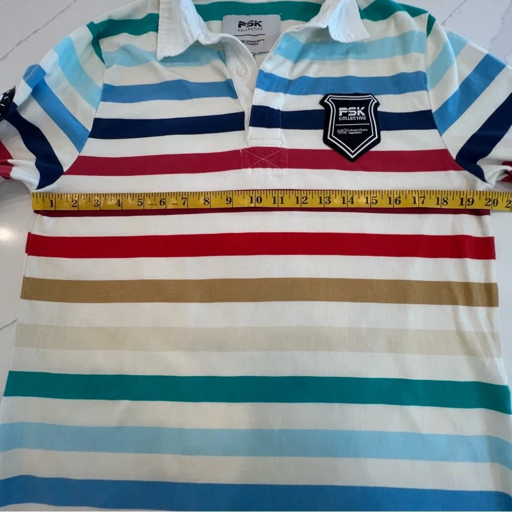 PSK Collective Rugby Equality Patch Collared Rainbow Top w/ WSF Sleeve Patch, S - Picture 13 of 14